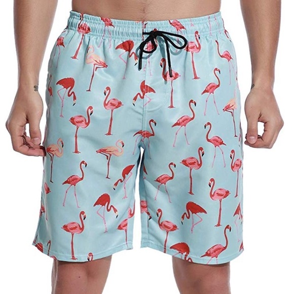 Men's  Flamingo Swim Trunks Quick Dry - Picture 5 of 6